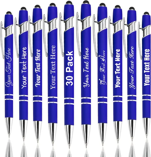 Vista 46 de Hasta 300 bolígrafos personalizados a granel con nombre personalizado con grabado gratis, puntas de lápiz capacitivo grabado, bolígrafo