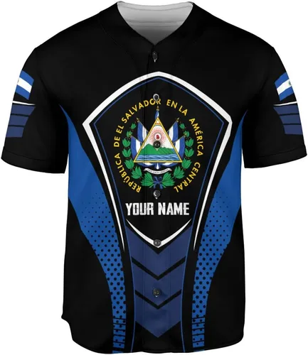Vista 3 de Personalizado El Salvador Camiseta De Béisbol, Camisa Personalizada Hombres Orgullosos Camisetas De La Bandera De El Salvador, Camisas Del Salvador