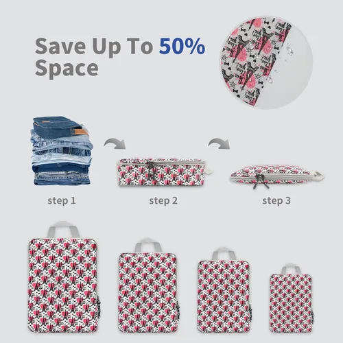 Vista 2 de Juego de 7 cubos de compresión para maletas, bolsas organizadoras de viaje para equipaje, juego de bolsas organizadoras de equipaje expandibles
