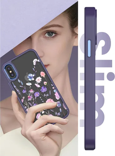 Vista 5 de Dretal Funda para iPhone X, iPhone Xs, de grado militar, parte trasera dura y borde suave, funda protectora de teléfono para mujeres y niñas con 2