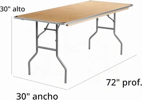 Vista 3 de Flash Furniture Fielder Mesa rectangular de madera de abedul plegable de 6 pies con bordes de metal y protectores de esquina protectores