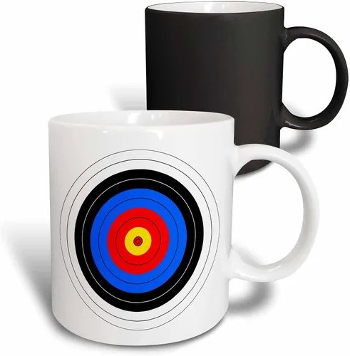 Vista 13 de 3dRose Objetivo con rojo amarillo negro blanco y azul anillos taza, 11 oz