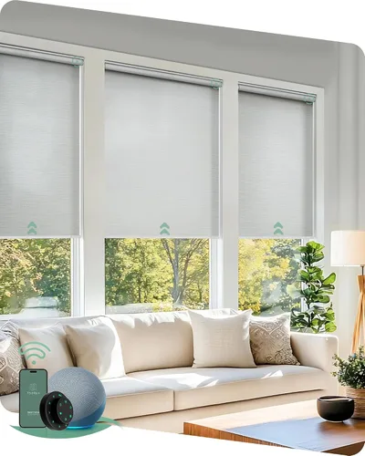 Vista 14 de Yoolax Persianas motorizadas con control remoto, persianas inteligentes opacas para ventanas, persianas enrollables motorizadas, persianas
