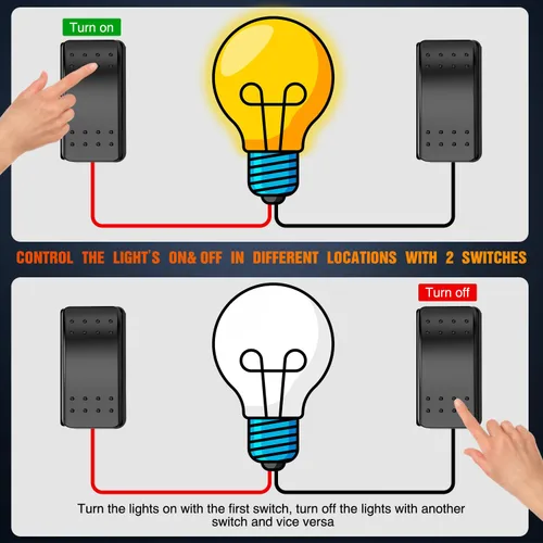 Vista 2 de Nilight Interruptor de 3 vías de encendido y apagado, control de palanca basculante, una sola carga desde dos ubicaciones separadas, interruptores