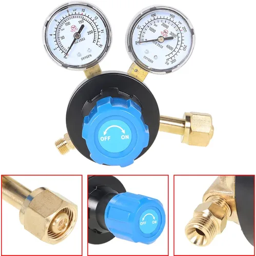 Vista 4 de findmall CGA 540 Regulador de oxígeno para la gama de entrega del indicador de gas de soldadura 145PSI