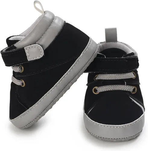 Vista 5 de SOFMUO Zapatos deportivos para bebés, niños y niñas, de piel sintética, antideslizantes, suela de goma suave, botines de vestir para niños pequeños