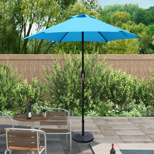 Vista 4 de ABBLE Sombrilla de patio al aire libre de 7.5 pies con manivela, resistente a la intemperie, sombrilla de protección UV, duradera, 6 varillas de Agua