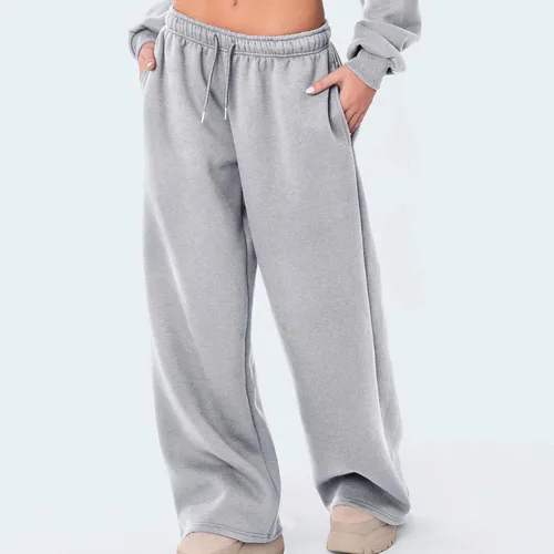 Vista 3 de XBTCLXEBCO Pantalones deportivos de pierna ancha para mujer, elásticos, de cintura alta, pierna recta, pantalones de entrenamiento holgados