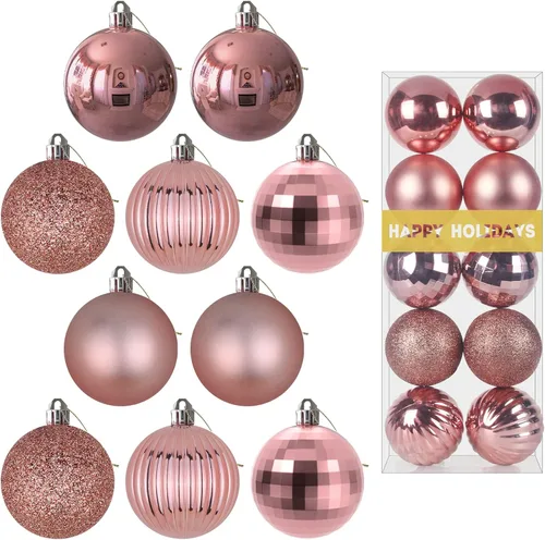 Vista 141 de Esferas pequeñas de Navidad de bronce y dorado de 1.6 pulgadas, adornos para decoración de árbol de Navidad, bolas colgantes inastillables
