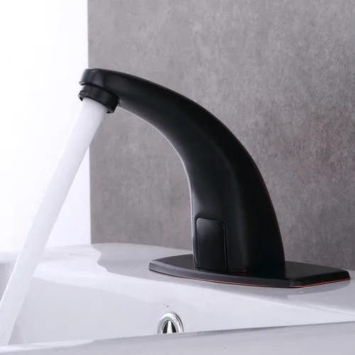 Vista 2 de Grifo de baño automático sin contacto, mezclador de grifo de lavabo activado con sensor de movimiento con cubierta de orificio..