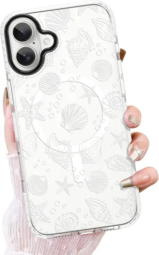 Vista 55 de OOK Funda magnética transparente para iPhone 17, lindo encaje floral negro Encaje Negro Floral