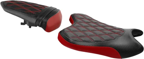 Vista 6 de TCT-MOTORPARTS Fundas de asiento delantero y trasero de motocicleta para Yamaha YZFR6 YZF R6 YZF-R6 2006-2007 (negro y rojo #1)