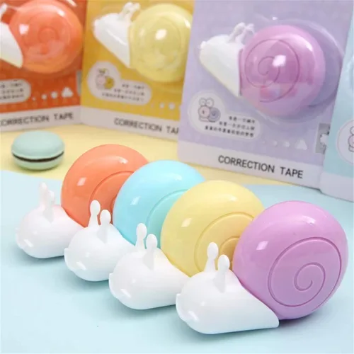 Vista 7 de Kawaii - Mini cinta de corrección de caracol fácil de usar para correcciones instantáneas, transparente, paquete de 4