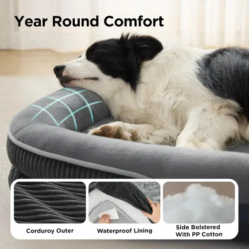 Vista 8 de Bedsure Camas ortopédicas para perros con cojín ovalado de 360 °, perro de Carbón