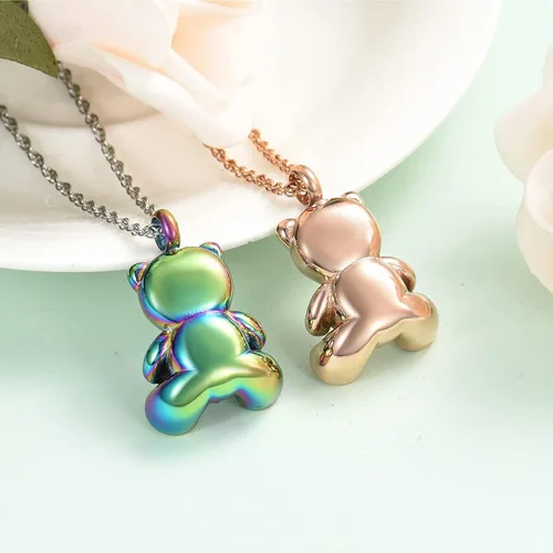 Vista 5 de shajwo Collar de Urna de Cremación de Oso de Peluche Joyería de Cenizas para Hombres y Mujeres Urna Conmemorativa de Corazón Reliquia Medallón
