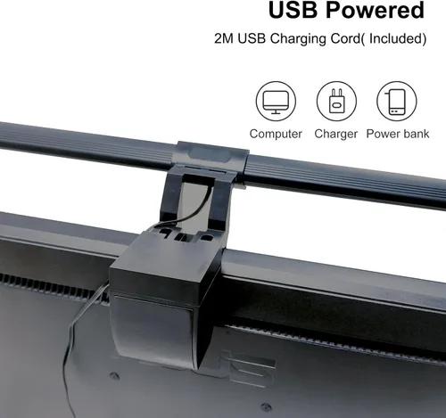 Vista 6 de Lámpara de monitor de computadora, barra de luz de pantalla para cuidado de ojos, lámpara de teclado con abrazadera/brillo ajustable y 3