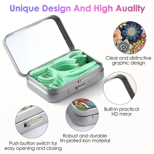 Vista 3 de Caja portátil de hilo dental Gerkia, fácil de almacenar palillos de hilo dental de varios tamaños, dispensador portátil de hilo dental es perfecto