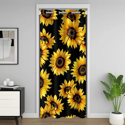 Vista 17 de Erosebridal Cortina opaca para puerta de zorro para niños, bonito diseño de oso bosque, ciervo, para niños y niñas, búho de dibujos animados