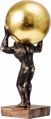 Vista 4 de Lukitas Atlas Sosteniendo el Mundo Estatua y Escultura, Figurina de Luchador Decoración, Escultura Levantando una Bola, Ornamento Creativo