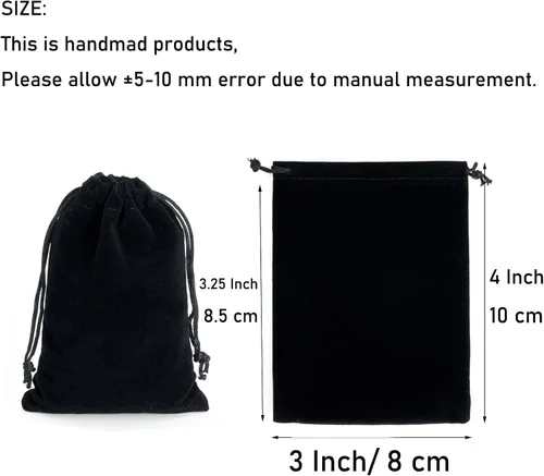 Vista 2 de Tendwarm 20 bolsas de terciopelo negro de tamaño mini de 3 x 3.9 pulgadas con cordón para joyas, bolsas de Navidad, regalos de boda