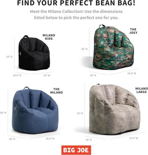 Vista 8 de Big Joe Milano - Silla de Puf con Cuero Montana Negro Vibe