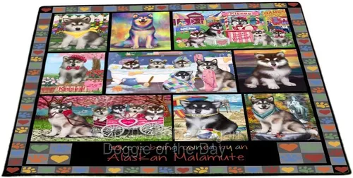 Vista 18 de Doggie of the Day Alaskan Malamute Dogs Floor Mat - 4th of July Independence Day - Best Dog Doormat - Protector Decor - Unique Portrait Art