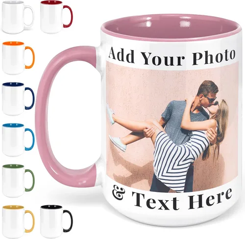 Vista 10 de Taza de café con foto personalizada, 11-15 onzas, taza personalizada con imagen, texto y nombre, regalos personalizados para novio, novia, mejor
