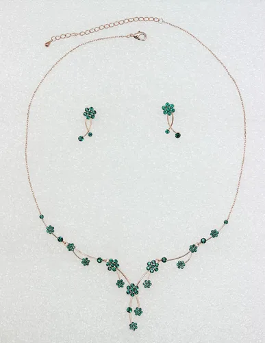 Vista 2 de Faship - Precioso juego de collar y aretes con diamantes de imitación