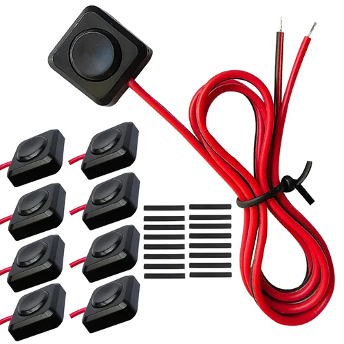 Vista 10 de Interruptor de botón momentáneo de 12 V y 24 V, cable precableado de 0,5 m y cinta de doble cara para una fácil instalación