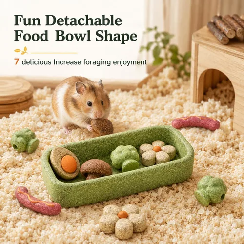 Vista 4 de Hamster Chew Toys, Edible Guinea Pig Toys 3-in-1 Set, 7 Pieces