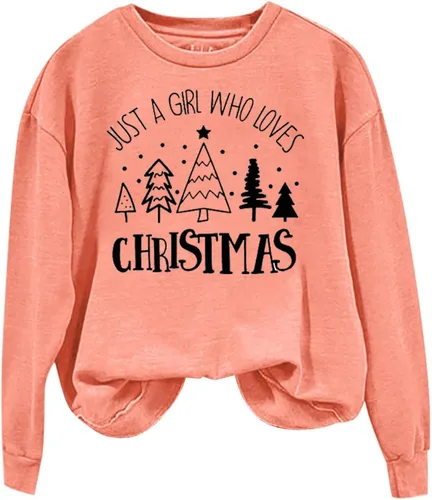 Vista 4 de Funny Christmas Shirts For Women Long Sleeve Graphic Pullover Tops Oversized Crewneck Christmas Sweatshirts