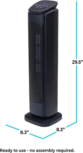 Vista 3 de Comfort Zone Calentador de espacio oscilante de 30 pulgadas con control remoto, calentador de cerámica de alta velocidad de 1500 W para habitaciones