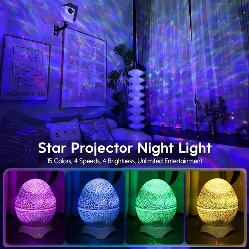 Vista 2 de [Usado] Rossetta Proyector de galaxia, proyector de estrellas para dormitorio, luces nocturnas para habitación de niños con ruido blanco, altavoz