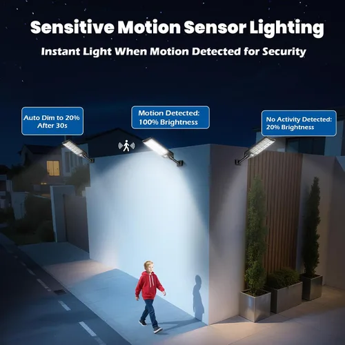 Vista 4 de prenda impermeable al aire libre solar grande de las luces de calle 9000W para el estacionamiento, yarda Super Bright, 936 LEDs, Radar Motion