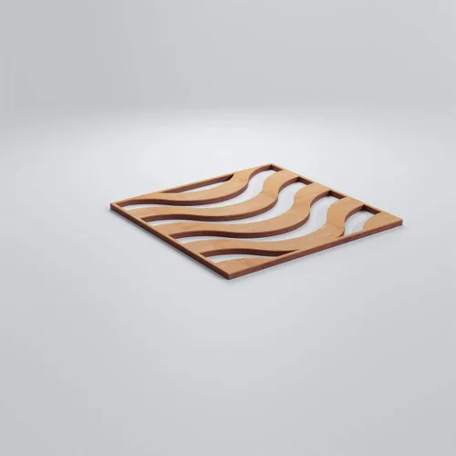 Vista 3 de 7 3/8"W X 7 3/8"H Extra Pequeño Parker Decorativo Calado Paneles De Pared De Madera, Aliso