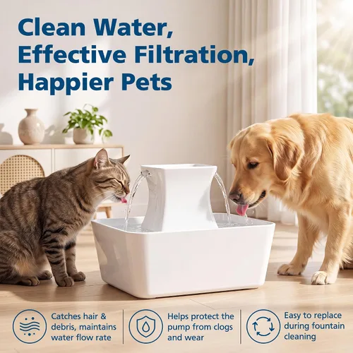 Vista 3 de 15 Pcs Cat Water Fountain Foam Filter for PetSafe Drinkwell Water Fountain White