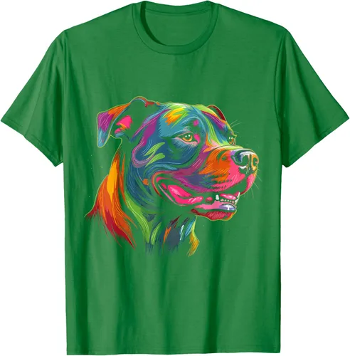 Vista 5 de Pit Bull Mom Dog Lover Colorido Artistic Pitbull Owner - Camiseta para mujer, Negro