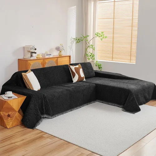 Vista 22 de MYSKY HOME funda para sofá seccional, 2 piezas de fundas de felpilla para sofá en forma de L, protector de muebles para mascotas, niños, funda