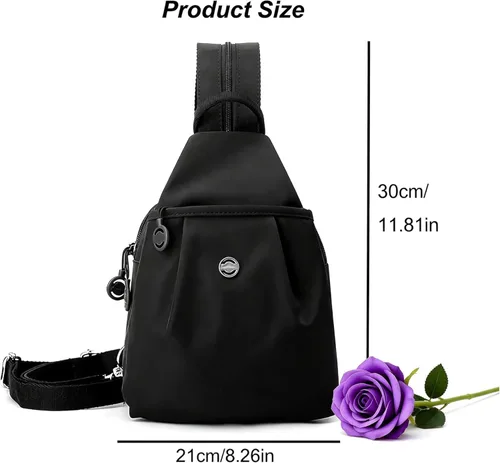 Vista 2 de Bolsa de viaje antirrobo 3 en 1 de alta calidad, impermeable, de 2 vías, mochila cruzada para mujer, Negro, Mediana, Moda