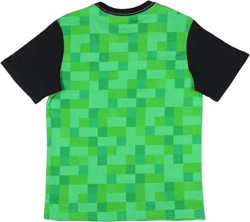 Vista 4 de Minecraft Creeper Pixel Squares Face Graphic Ringer - Camiseta para niño
