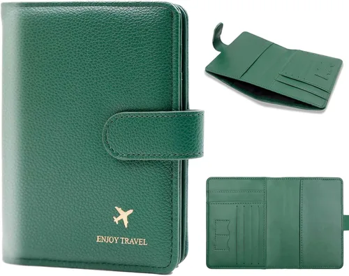 Vista 17 de Cnycmy - Funda para pasaporte para viajes, funda para pasaporte con RFID ABC-Rosa