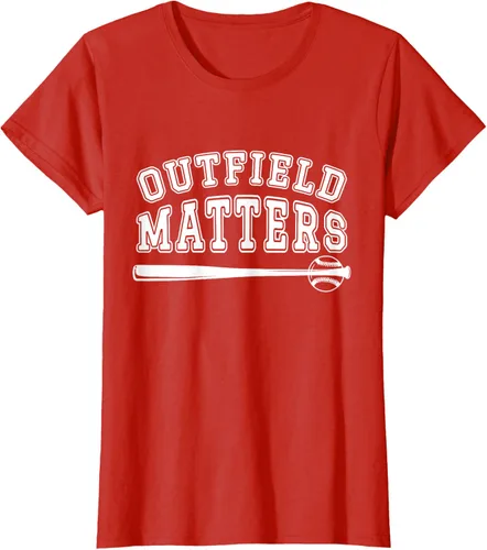 Vista 45 de Playing Baseball Outfield Matters - Camiseta Baseball Outfields Funny, Rojo