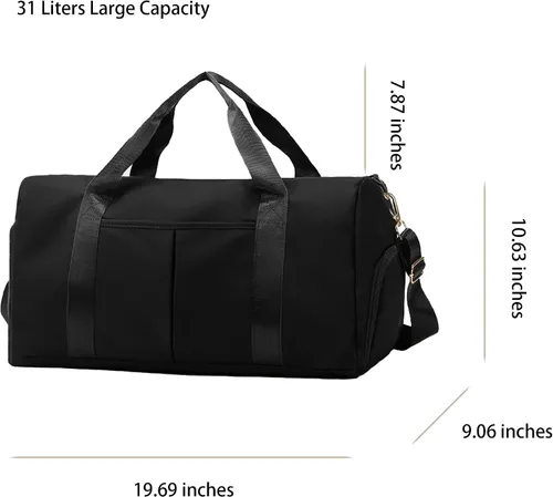 Vista 2 de Bolsa de gimnasio para mujer con separación para húmedo y seco, almacenamiento de zapatos, bolsa de viaje impermeable para gimnasio, natación, yoga