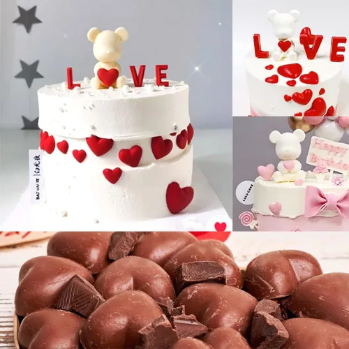 Vista 6 de DaKuan Moldes de silicona en forma de corazón, 3 paquetes de 12 cavidades en forma de corazón, molde de silicona para pastel de chocolate, gelatina