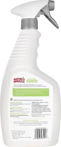Vista 2 de Nature's Miracle Air Care, Spray para tela y superficie con aroma a lluvia de aloe y desodorante eliminador de olores de mascotas, 24 onzas líquidas