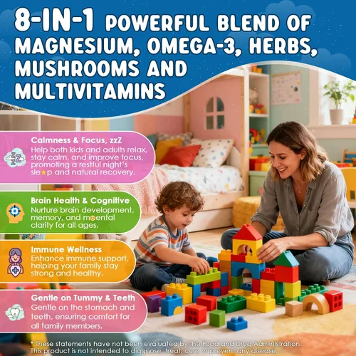 Vista 4 de Nextdia Calm Focus Magnesio con Omega 3 Gummies Edad 4+ y Kids Multivitamin Gummies