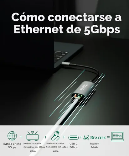 Vista 6 de Plugable Adaptador USB-C a Ethernet, Windows/macOS/ChromeOS