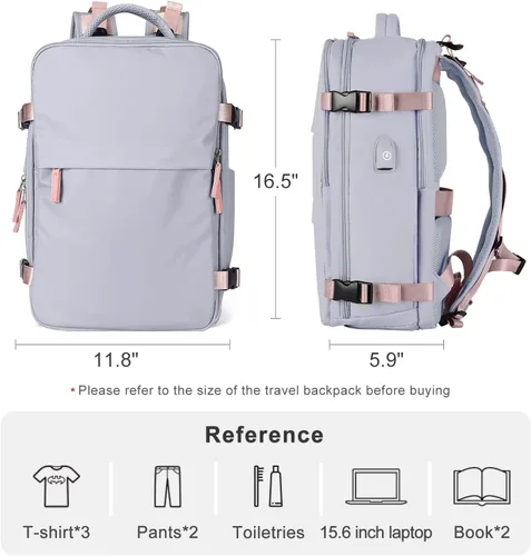 Vista 2 de Mochila casual de viaje, Púrpura claro, Mochilas Daypack