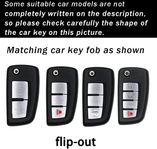 Vista 2 de ontto Funda para Llave de Automóvil Flip con Botón de Nissan, Carcasa de Llave de ABS para Rogue Rogue Select Blanco