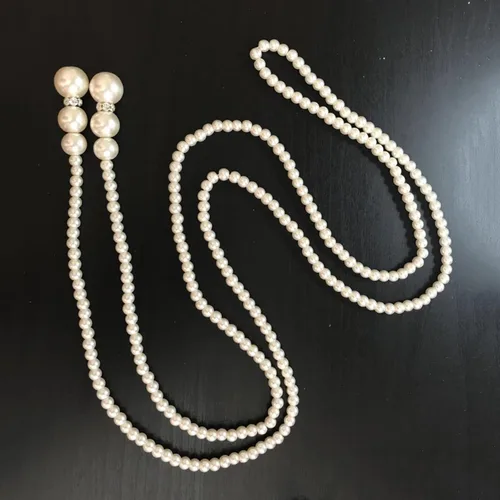 Vista 4 de Perlas Gatsby de moda para mujer, perlas largas, collar de disfraz vintage de los años 20, collar de joyería sintética